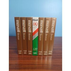 Maxell Bronze & Fugi HQ T-120 6 Hours Blank VHS Blank Tapes Sealed Lot Of 7